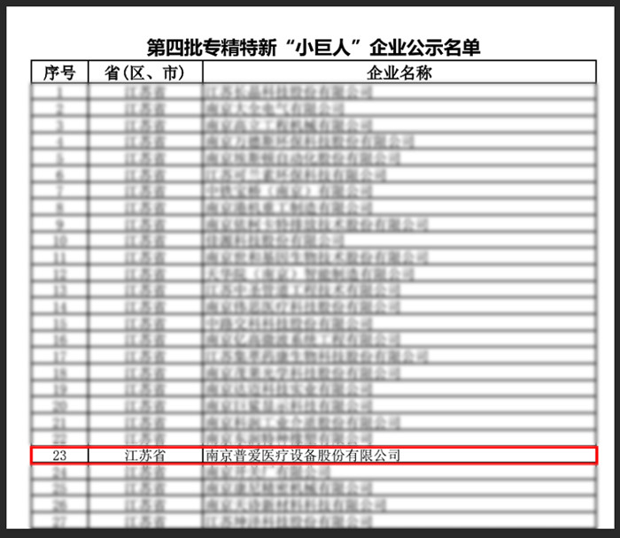 普爱医疗喜获国家级专精特新“小巨人”企业称号